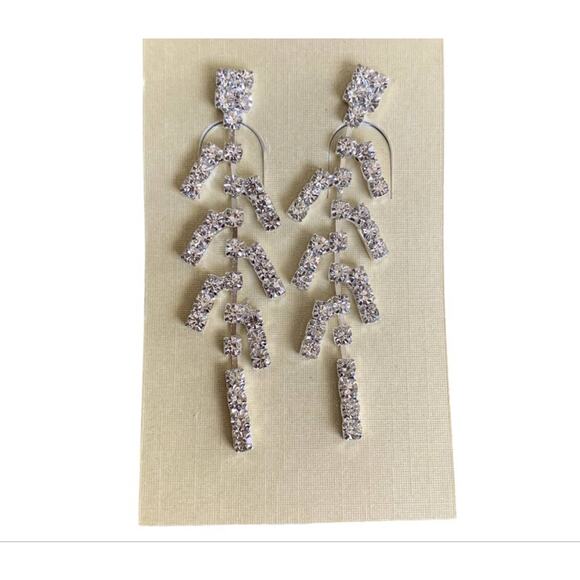 Diamond CZ Dangle Wedding Prom Earrings NEW - Picture 1 of 1
